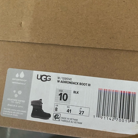 UGG | Adirondack Boot III In Black Snow Boots NEW Size 10 - Picture 6 of 12